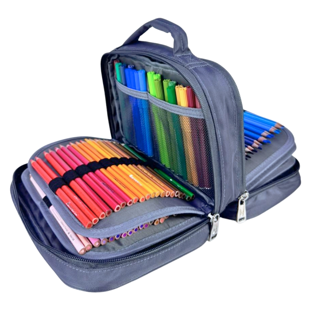 CARTUCHERA ORGANIZADORA PENCIL KENGAR - PLOMO ESTAMPADO 1 - 4