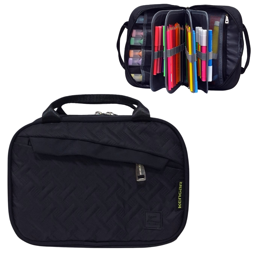 CARTUCHERA ORGANIZADORA XL KENGAR NEGRO MARTILLO - 1
