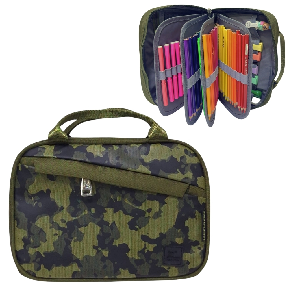 CARTUCHERA ORGANIZADORA XL KENGAR RANGER VERDE MILITAR - 1