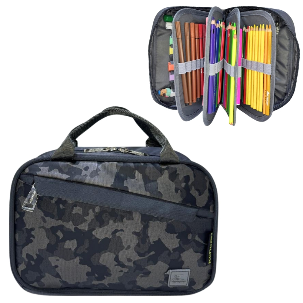 CARTUCHERA ORGANIZADORA XL KENGAR RANGER PLOMO - 1