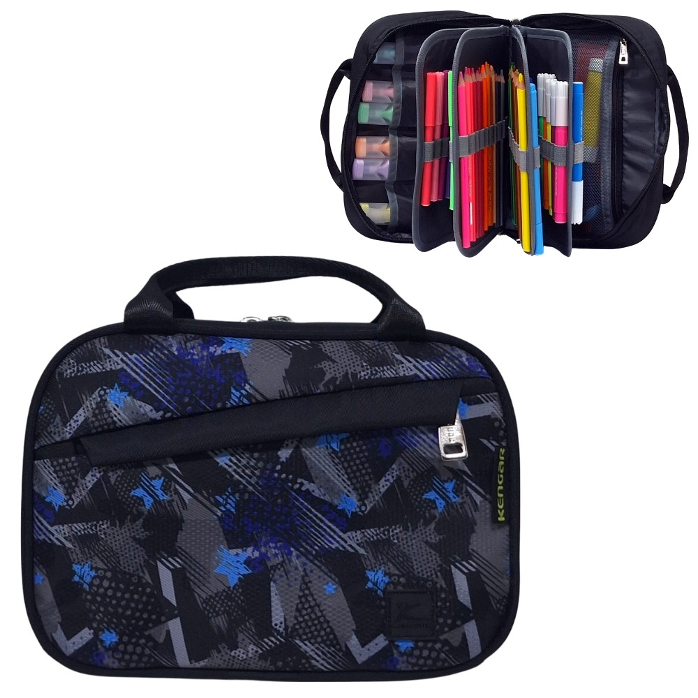 CARTUCHERA ORGANIZADORA XL KENGAR NEGRO DISEÑO 1 - 1