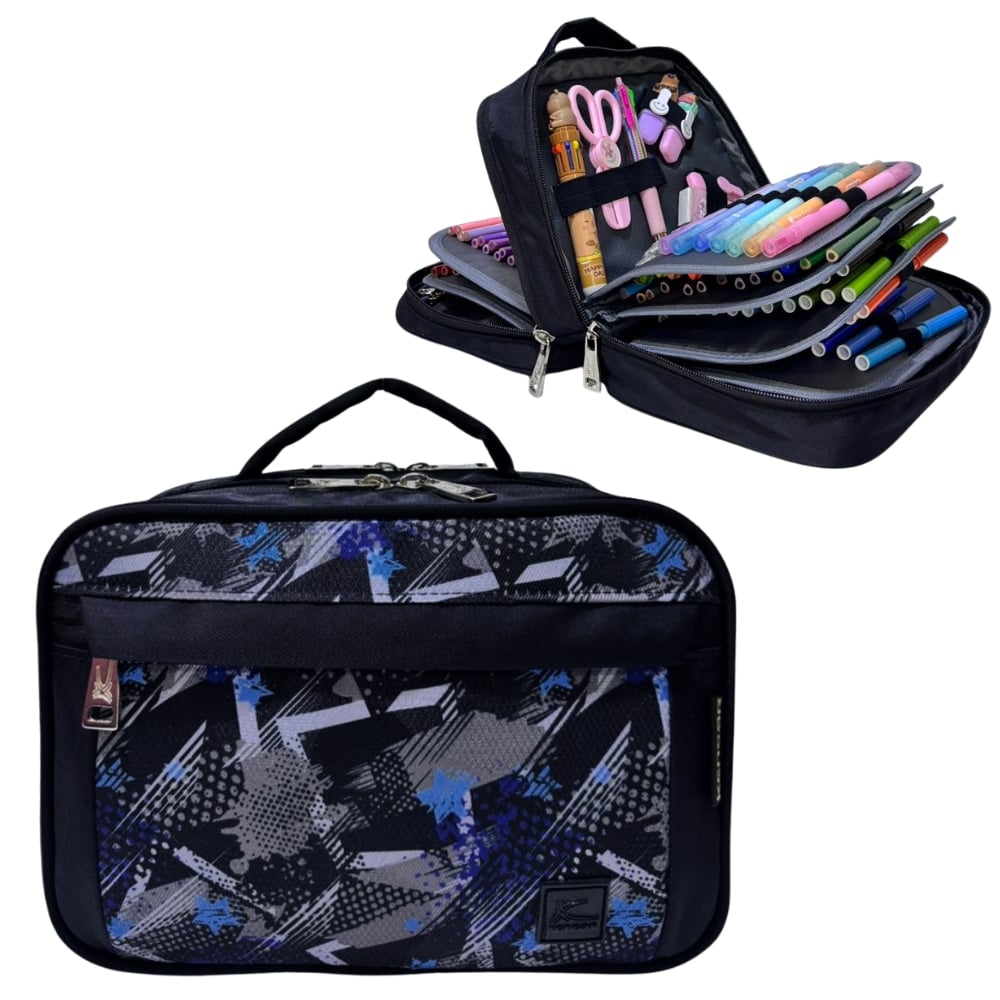 CARTUCHERA ORGANIZADORA PENCIL KENGAR - NEGRO ESTAMPADO NIÑO 1 - 1