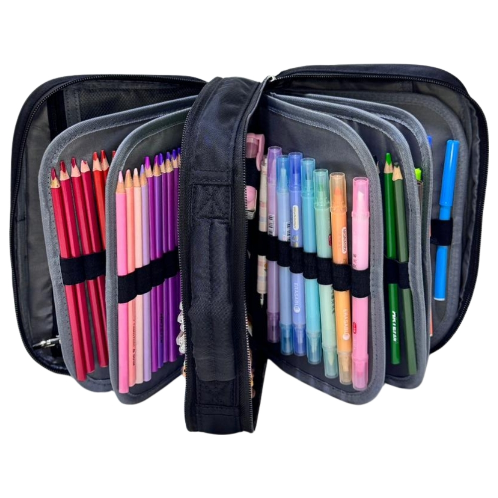 CARTUCHERA ORGANIZADORA PENCIL KENGAR - NEGRO ESTAMPADO NIÑO 1 - 3