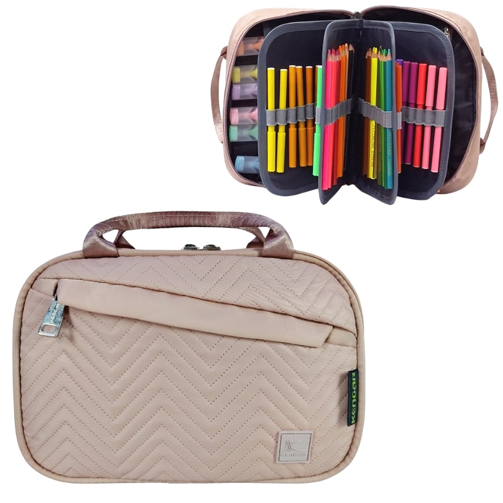 CARTUCHERA ORGANIZADORA XL KENGAR MELÓN PASTEL - 1