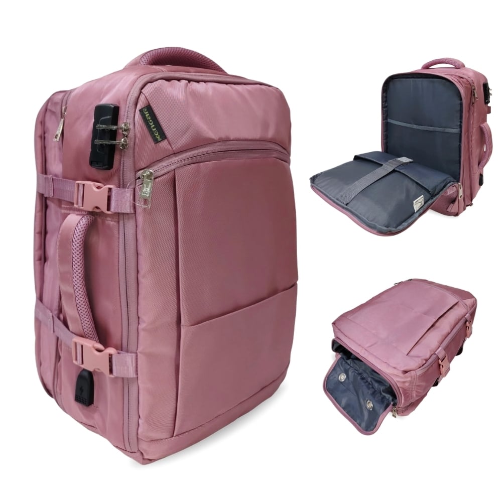 MOCHILA VIAJERA TRENDY KENGAR - PALO ROSA - 1