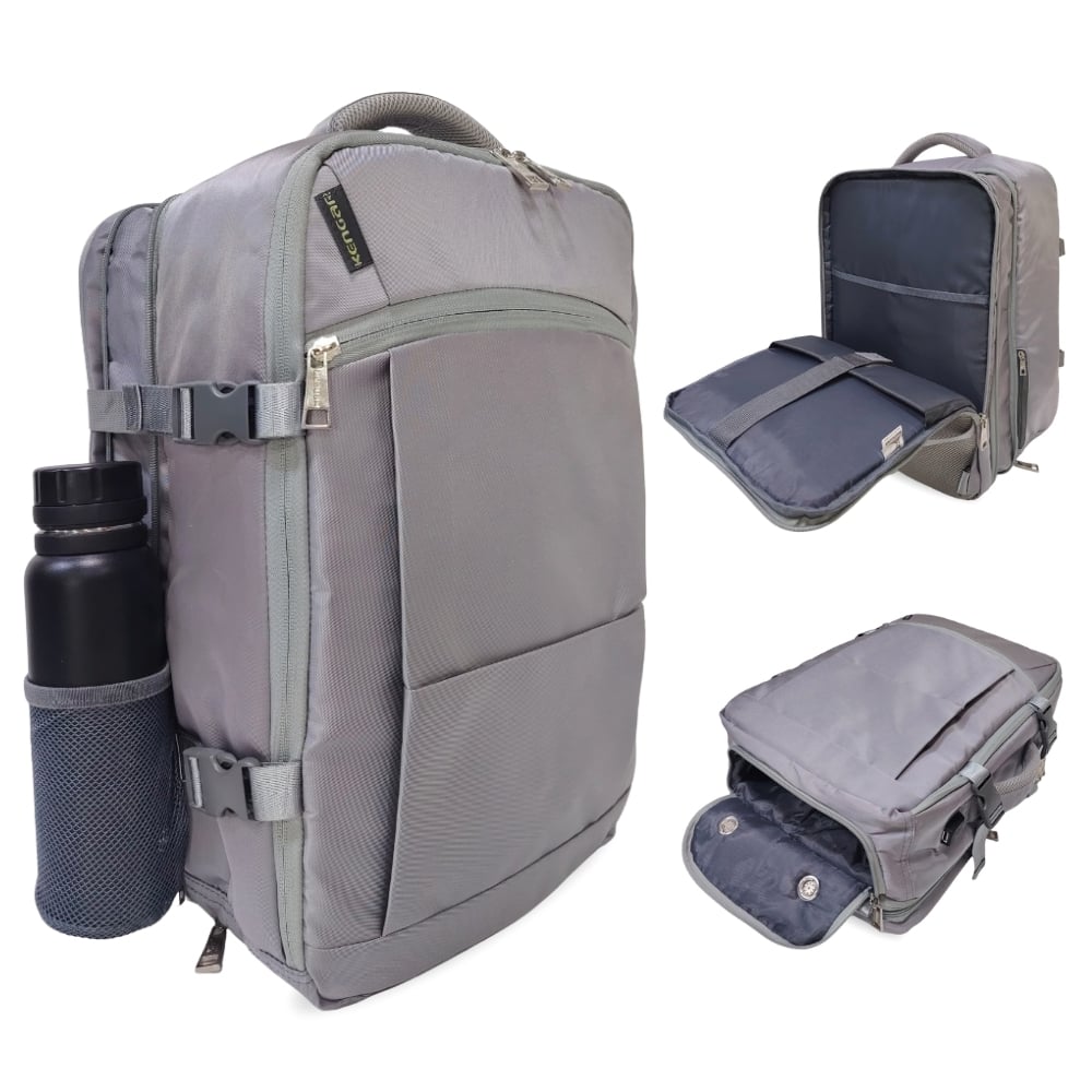 MOCHILA VIAJERA TRENDY KENGAR - PLOMO PLATA - 1