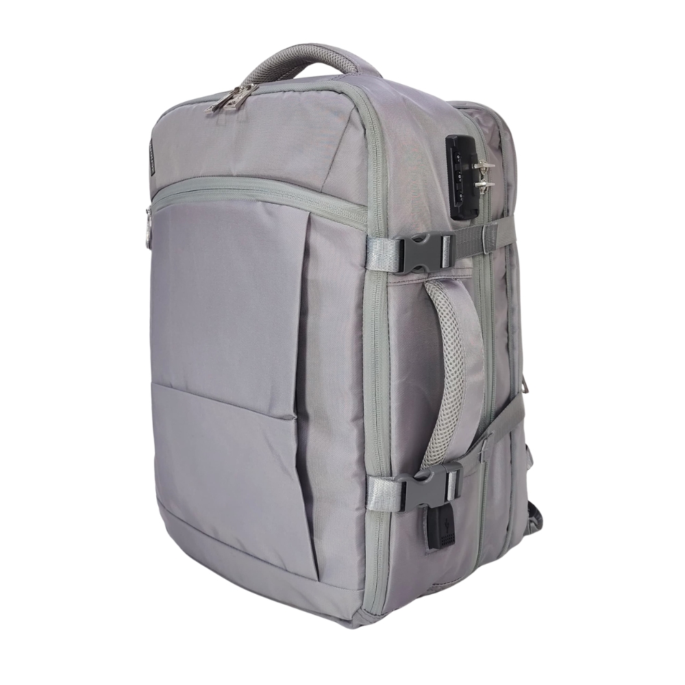 MOCHILA VIAJERA TRENDY KENGAR - PLOMO PLATA - 4