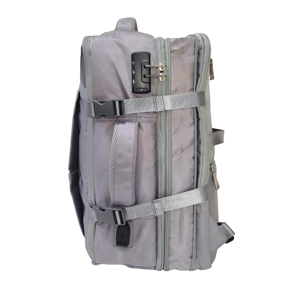 MOCHILA VIAJERA TRENDY KENGAR - PLOMO PLATA - 5