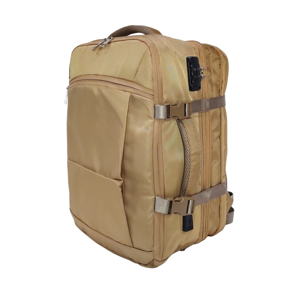 MOCHILA VIAJERA TRENDY KENGAR - BEIGE - 4