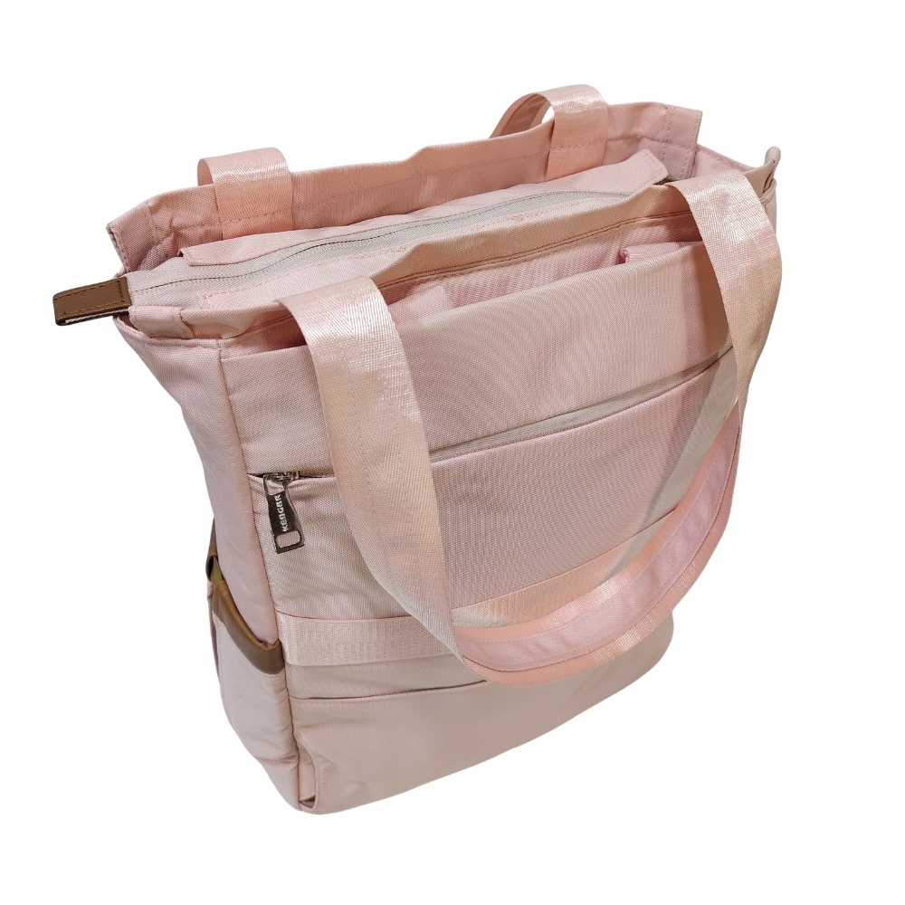 BOLSO MOCHILA VIAJERA MODELO RENATA - ROSA PASTEL - 5