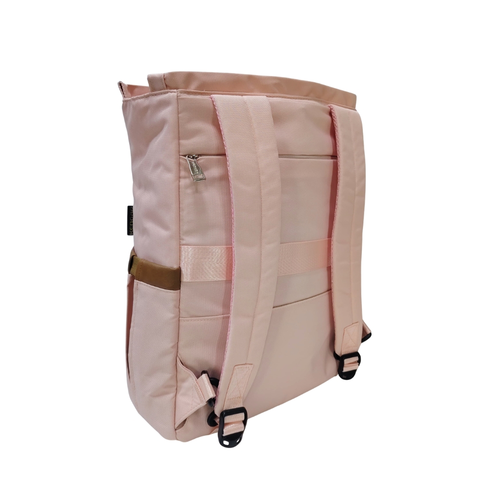 BOLSO MOCHILA VIAJERA MODELO RENATA - ROSA PASTEL - 6