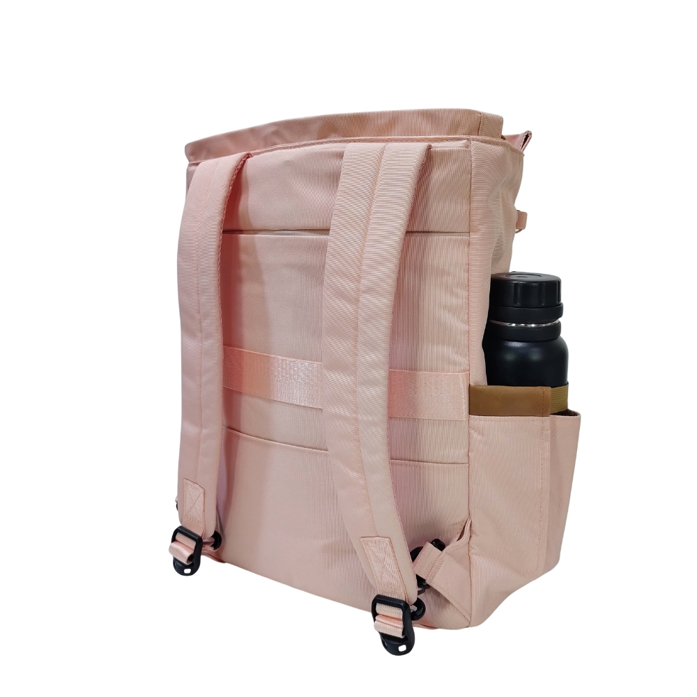 BOLSO MOCHILA VIAJERA MODELO RENATA - ROSA PASTEL - 8