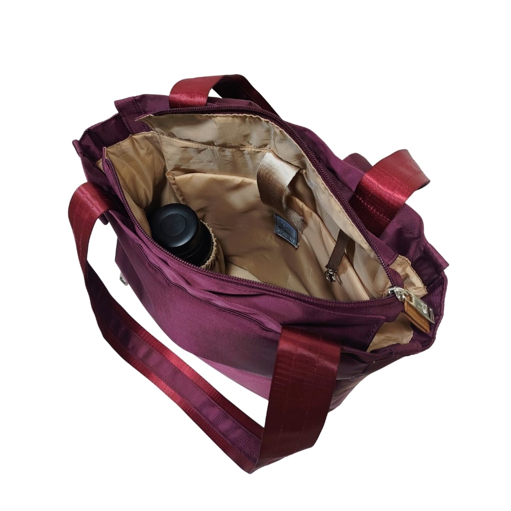 BOLSO MOCHILA VIAJERA MODELO RENATA - GUINDA - 3