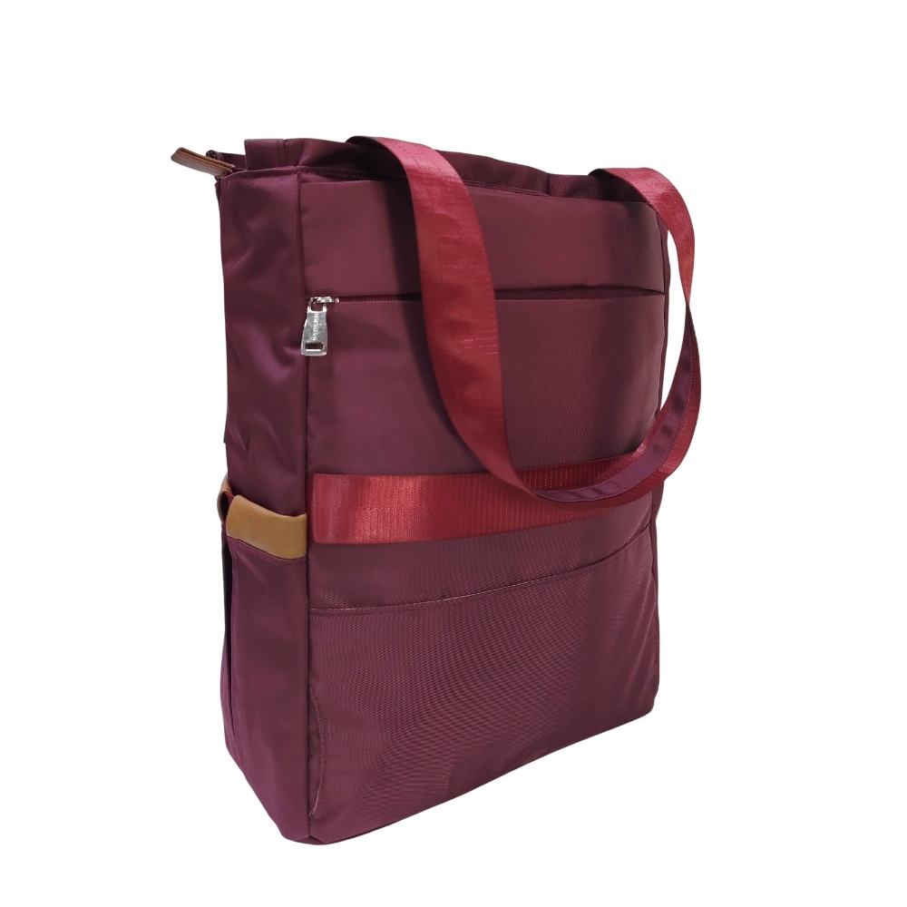 BOLSO MOCHILA VIAJERA MODELO RENATA - GUINDA - 5