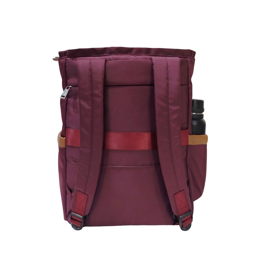 BOLSO MOCHILA VIAJERA MODELO RENATA - GUINDA - 7