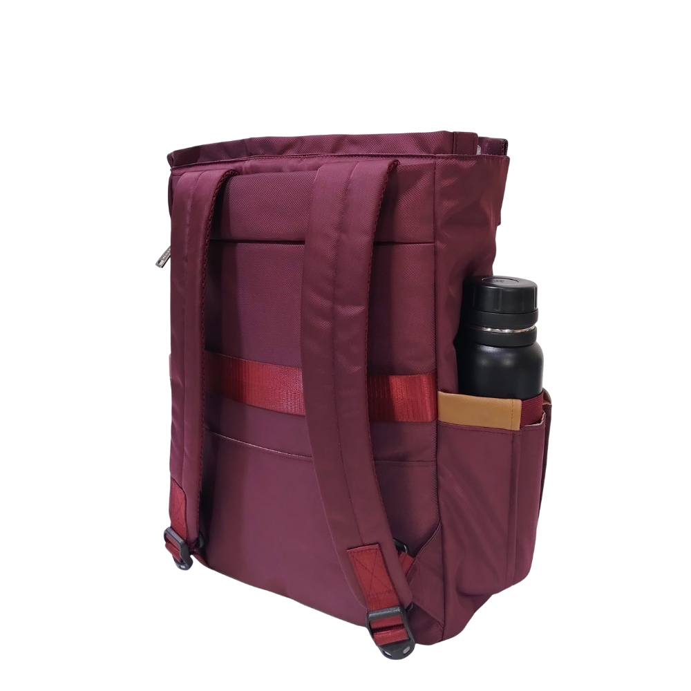 BOLSO MOCHILA VIAJERA MODELO RENATA - GUINDA - 8