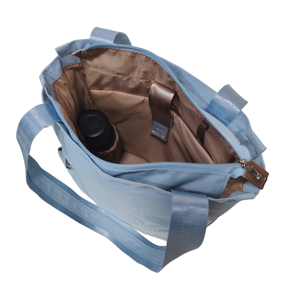 BOLSO MOCHILA VIAJERA MODELO RENATA - CELESTE - 3