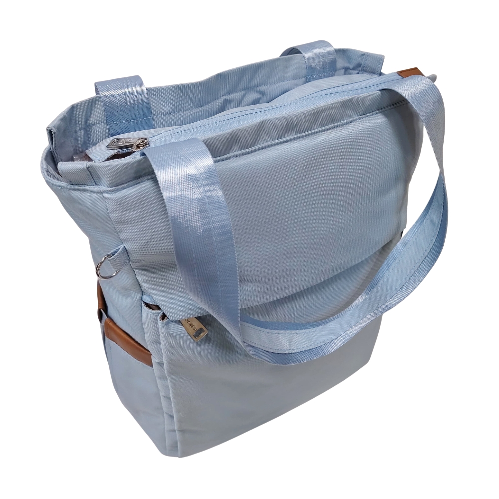 BOLSO MOCHILA VIAJERA MODELO RENATA - CELESTE - 5