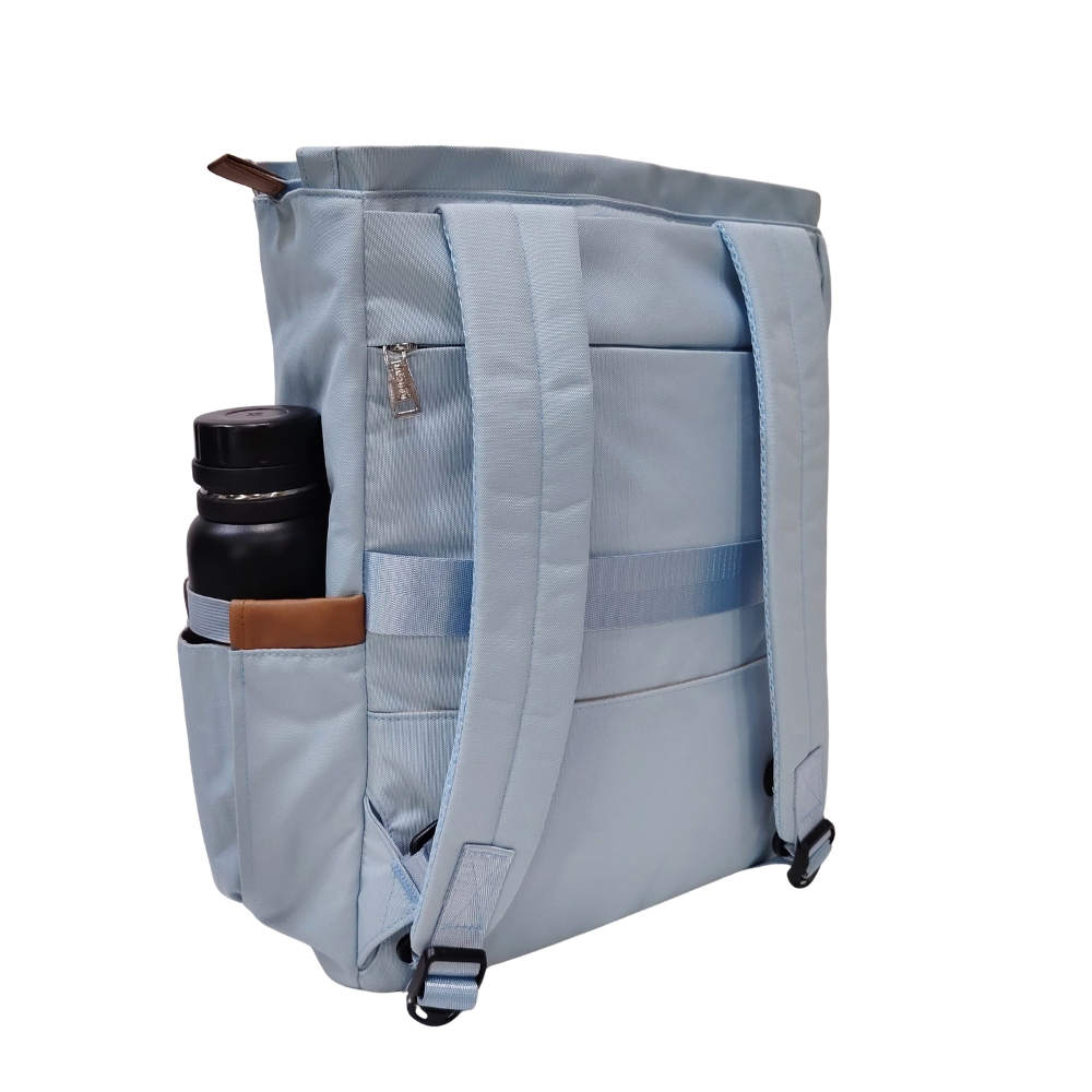 BOLSO MOCHILA VIAJERA MODELO RENATA - CELESTE - 6