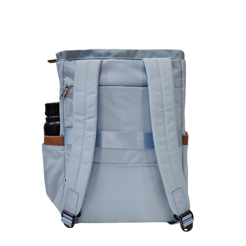 BOLSO MOCHILA VIAJERA MODELO RENATA - CELESTE - 7