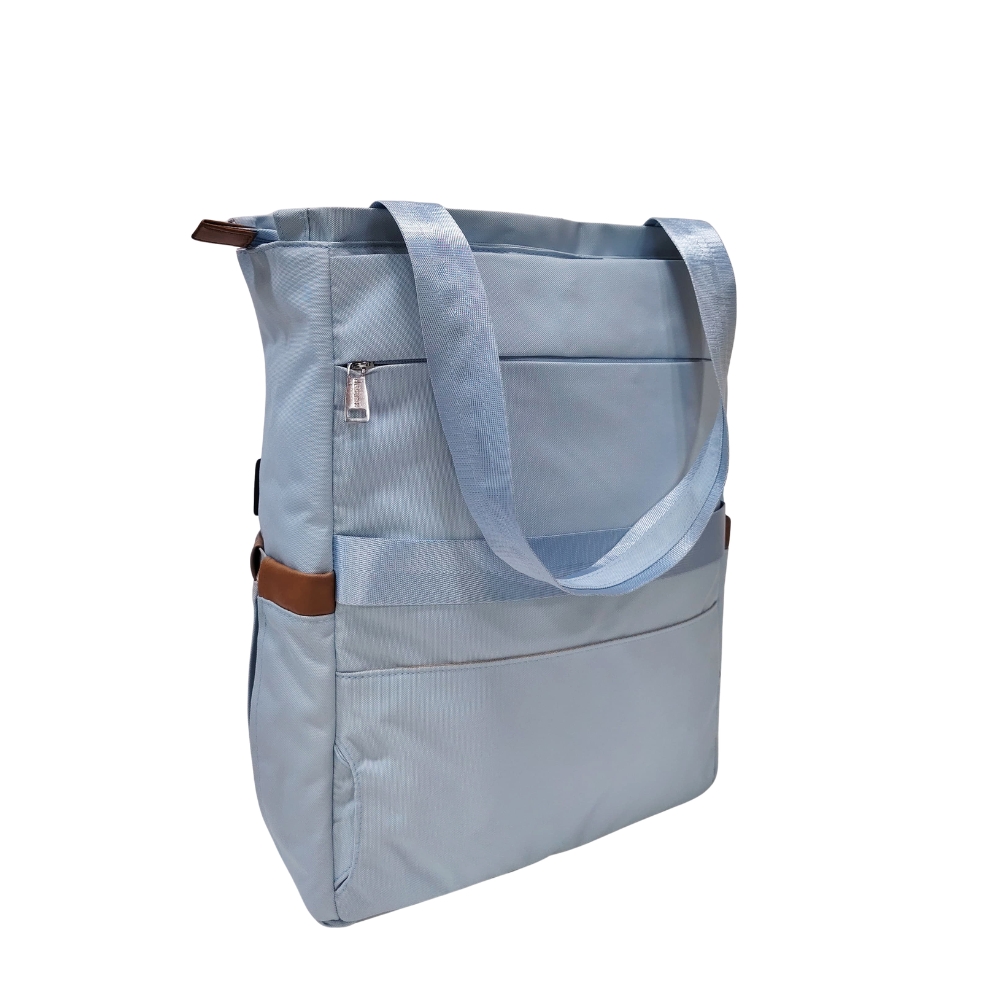 BOLSO MOCHILA VIAJERA MODELO RENATA - CELESTE - 8