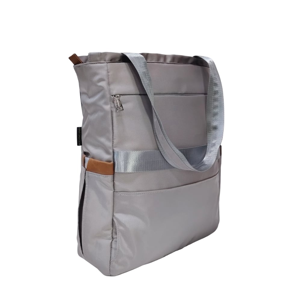 BOLSO MOCHILA VIAJERA MODELO RENATA - PLOMO PLATA - 5