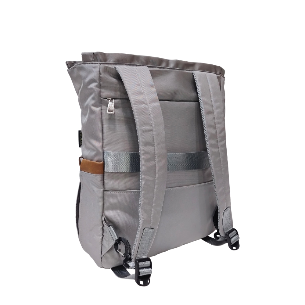 BOLSO MOCHILA VIAJERA MODELO RENATA - PLOMO PLATA - 6