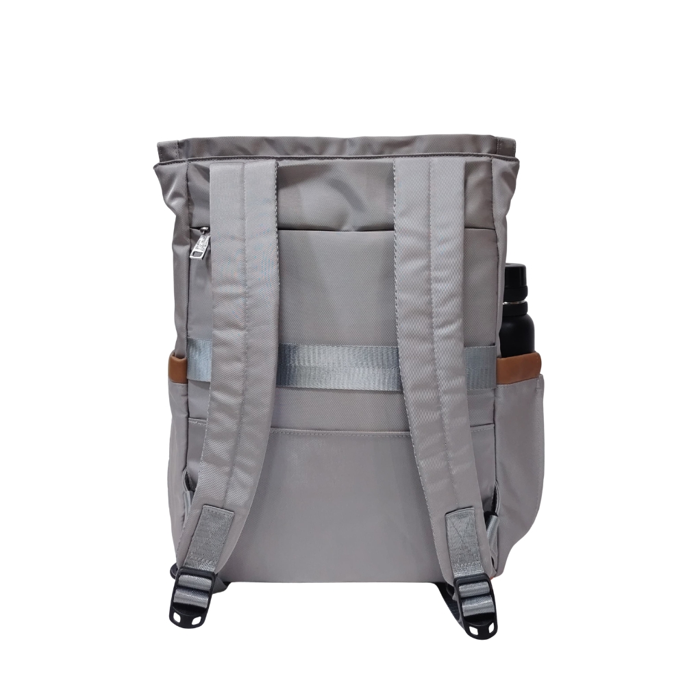 BOLSO MOCHILA VIAJERA MODELO RENATA - PLOMO PLATA - 7