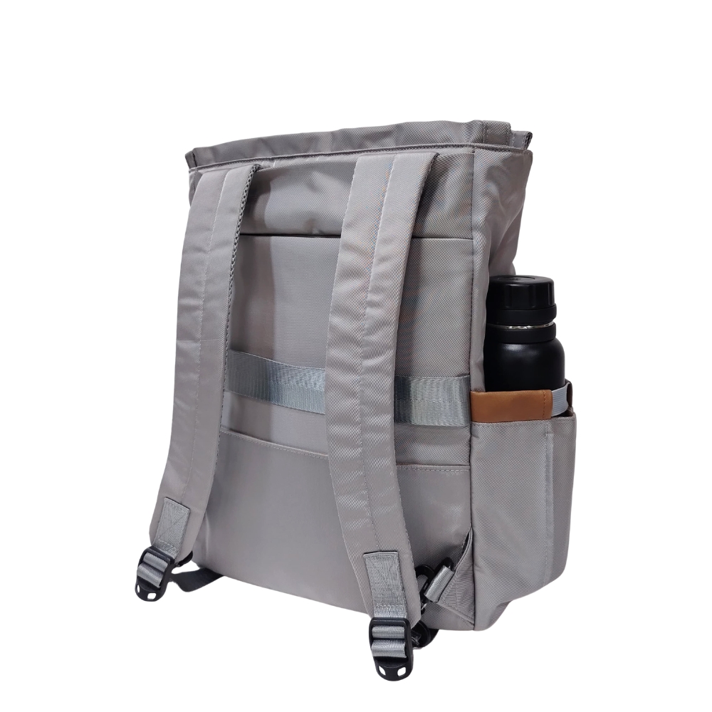 BOLSO MOCHILA VIAJERA MODELO RENATA - PLOMO PLATA - 8