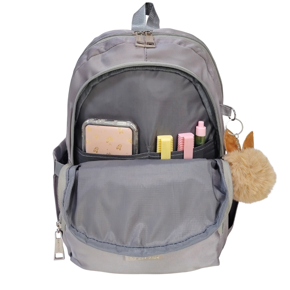 MOCHILA MODELO PRINT A4 KENGAR - PLOMO PLATA - 2