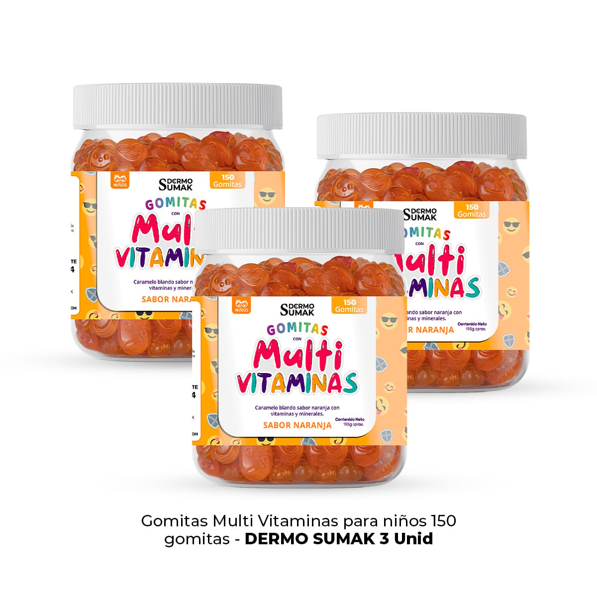GOMITAS MULTIVITAMINAS PARA NIÑOS 150 GOMITAS - DERMO SUMAK X3 UNIDADES - 1