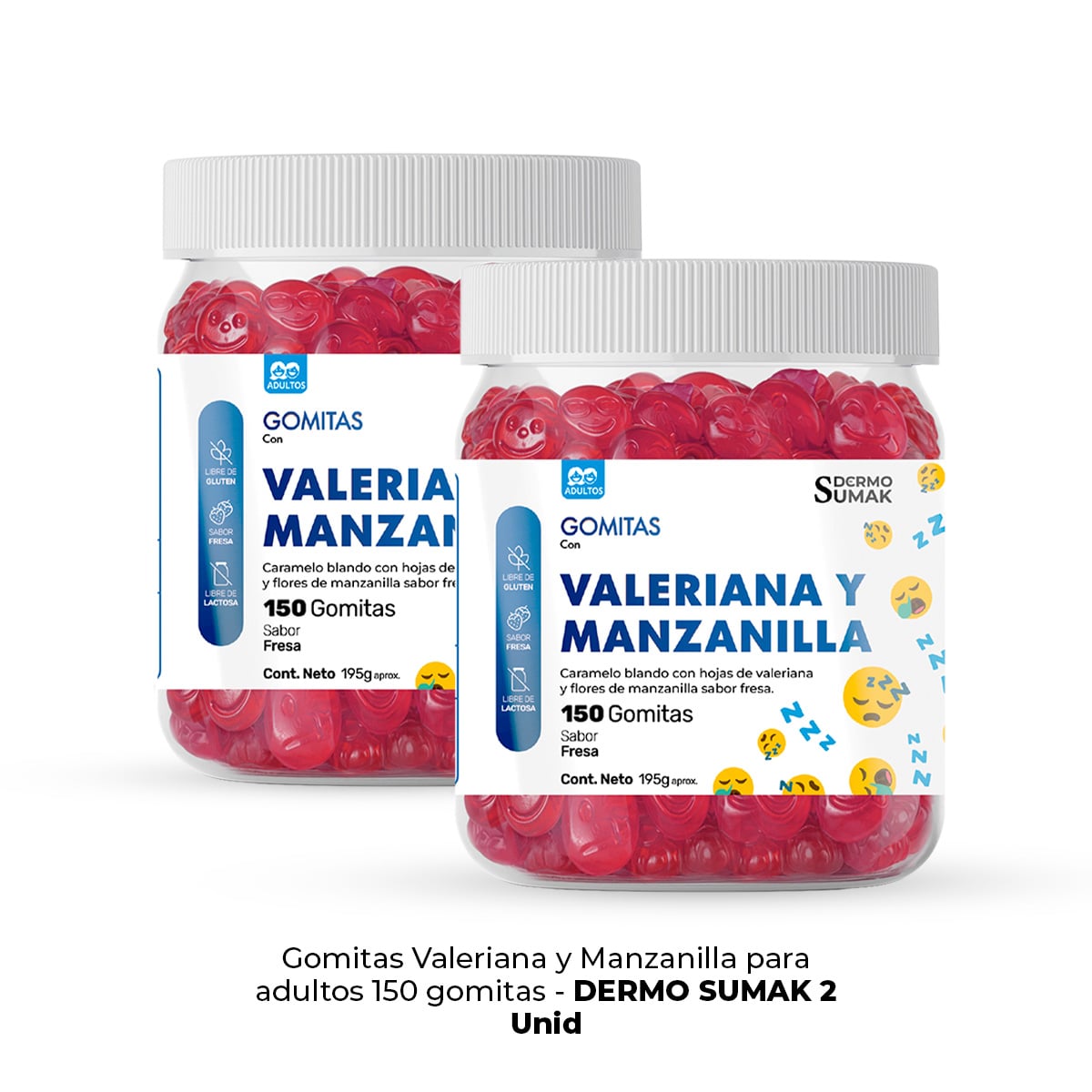 GOMITAS VALERIANA Y MANZANILLA ADULTO 150 GOMITAS DERMO SUMAK 2UNI - 1