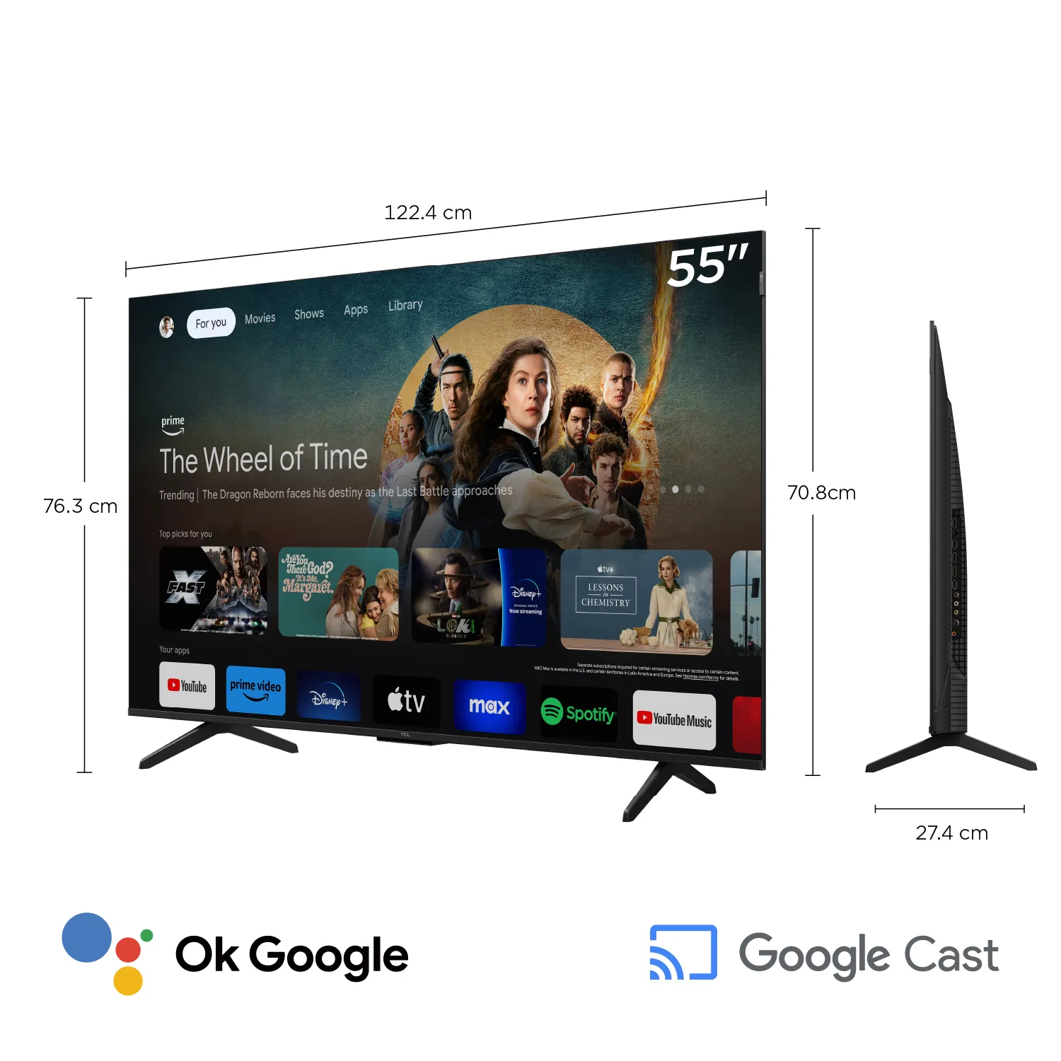 TELEVISOR TCL SMART TV 55' QLED 4K UHD 55P7K - 2