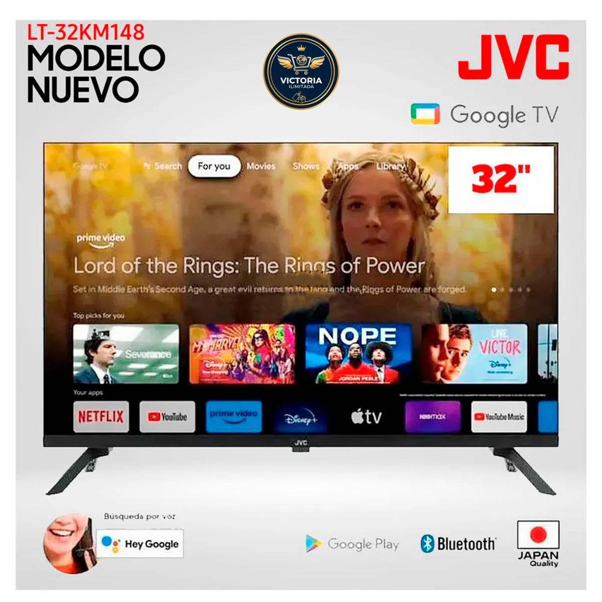 TELEVISOR JVC 32 PULG. SMART TV GOOGLE TV HD LED LT-32KM148 - 1