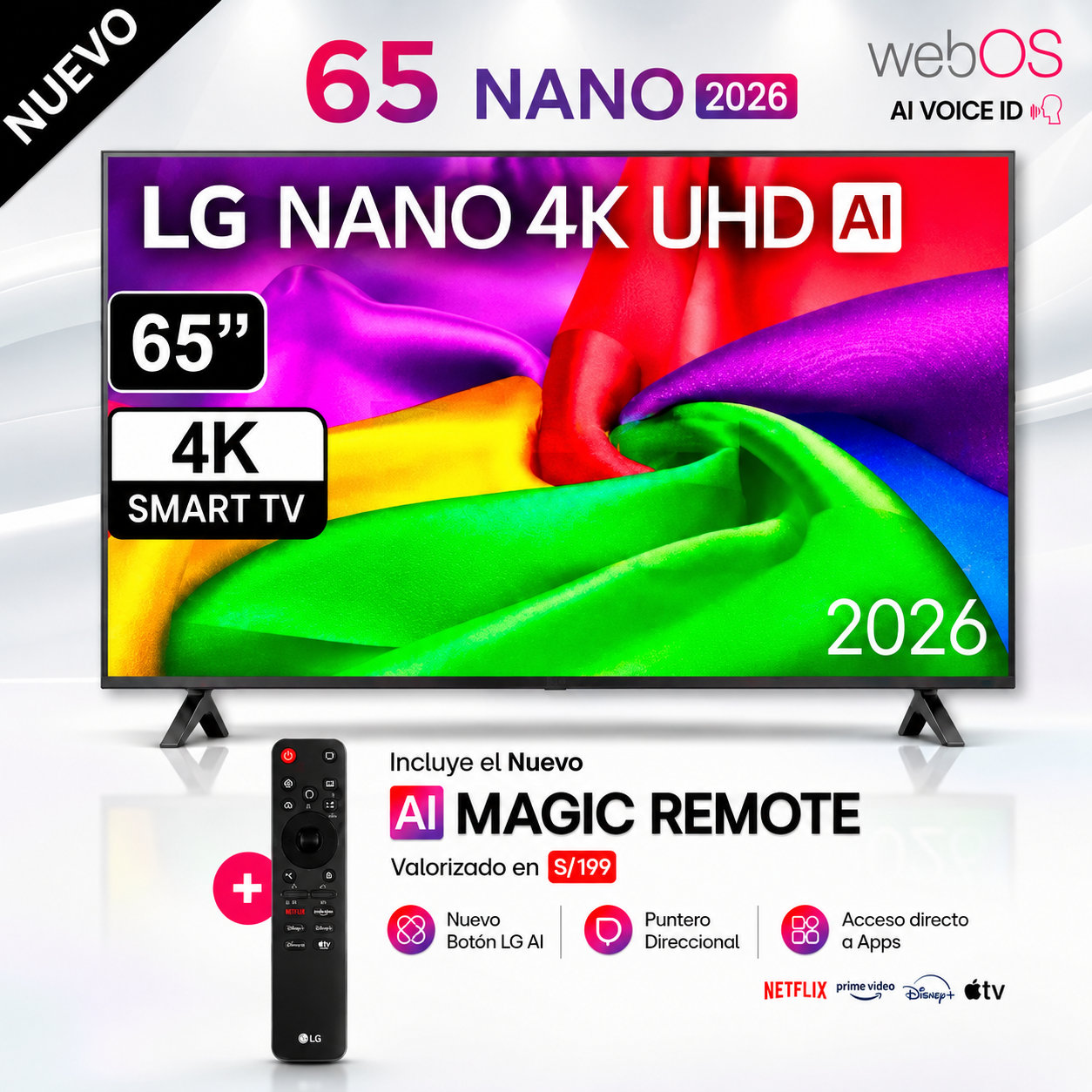 TELEVISOR LG 65' NANO AI SMART TV 4K UHD 65NU800BPSB (2026) - 1