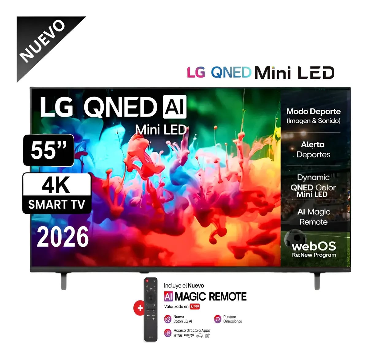 TELEVISOR LG SMART TV 55 MINILED QNED UHD 4K 55QNED65BSA +KITS DE LIMPIEZA PARA TV - 2