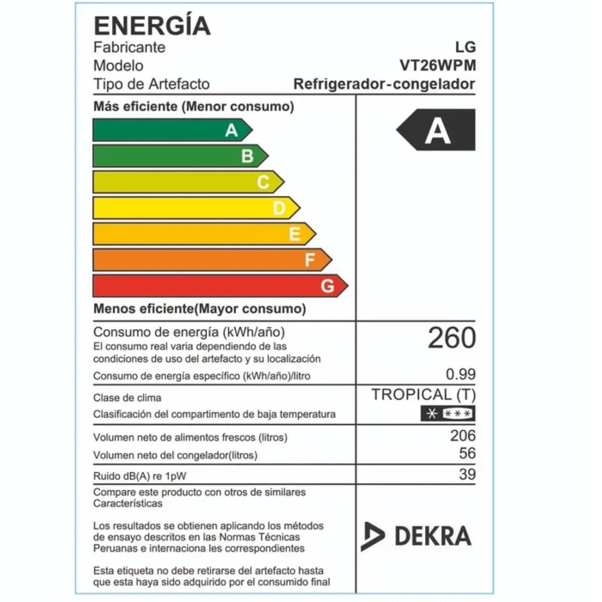 REFRIGERADORA LG 262LT LINEAR COOLING VT26WPM NEGRO MATE+BASE MOVIL - 6
