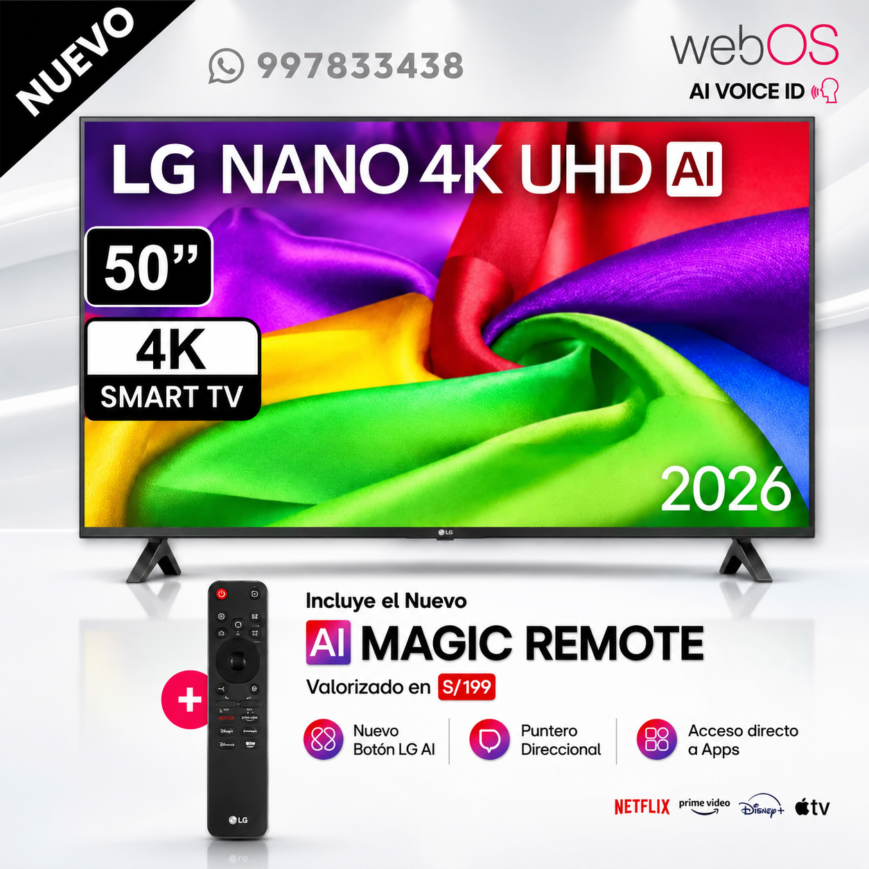 TELEVISOR LG 50' PULG NANO 4K UHD AI SMART TV 50NU800BPSC 2026 - 1