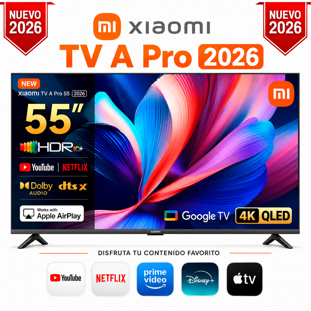 TELEVISOR SMART TV XIAOMI A PRO QLED 55' 4K UHD GOOGLE TV 2026 - 1