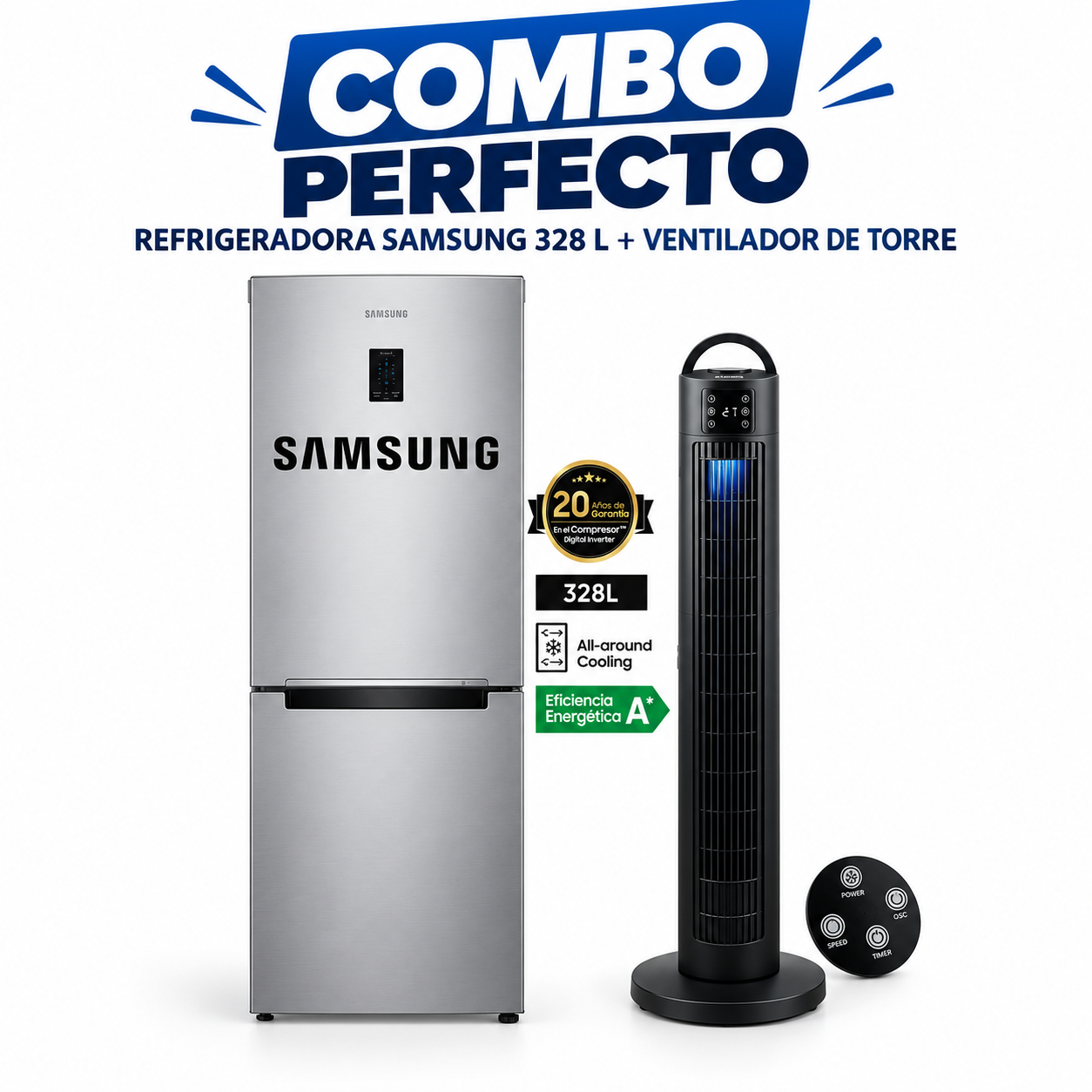 REFRIGERADORA SAMSUNG BOTTOM FREEZER 328L RB33J3230SAPE - 1