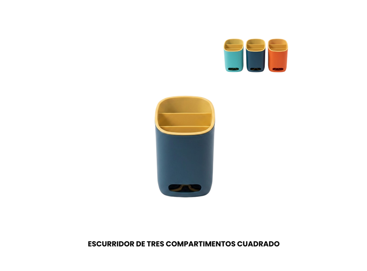 ESCURRIDOR DE CUBIERTOS TRES COMPARTIMENTOS CUADRADO - 1