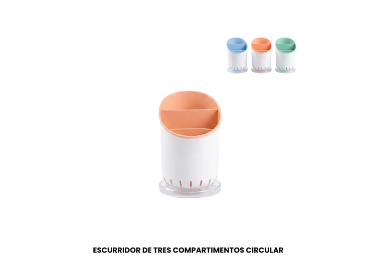 ESCURRIDOR DE CUBIERTOS TRES COMPARTIMENTOS CIRCULAR - 1