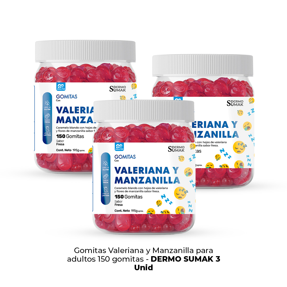 GOMITAS VALERIANA Y MANZANILLA ADULTO 150 GOMITAS DERMO SUMAK 3UNI - 1