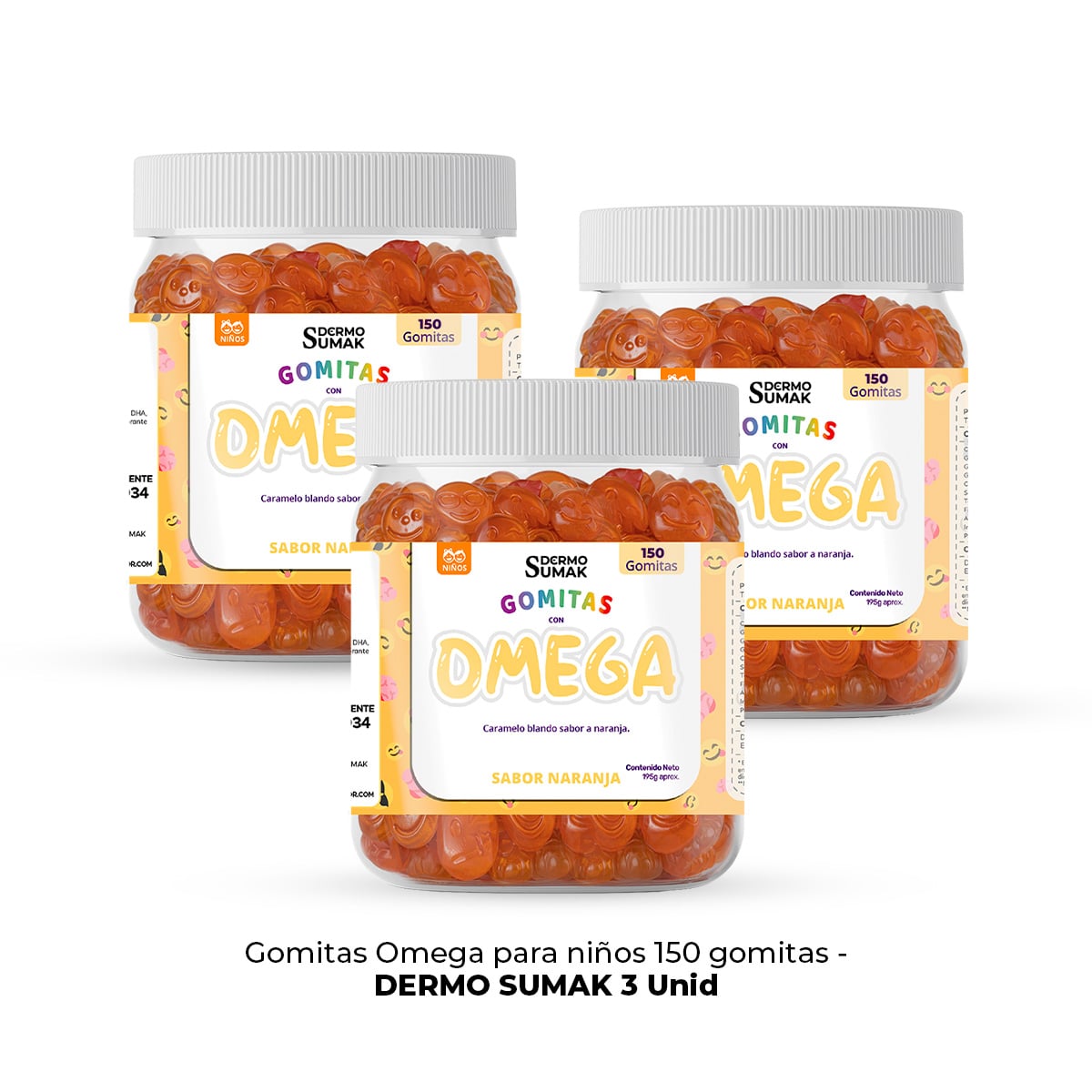 GOMITAS OMEGA NIÑOS 150 GOMITAS - DERMO SUMAK 3 UNIDADES - 1