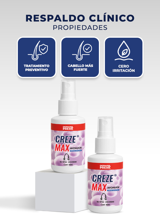 LOCIÓN CAPILAR ANTI CAÍDA PARA MUJER- CREZE MAX FOR WOMAN 60 ML- DERMAPREX - 3