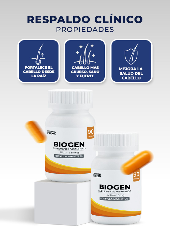 SUPLEMENTO CAPILAR PARA CABELLO FINO Y DEBILITADO- BIOTINA 10 MG 90 CAPS- DERMAPREX - 2