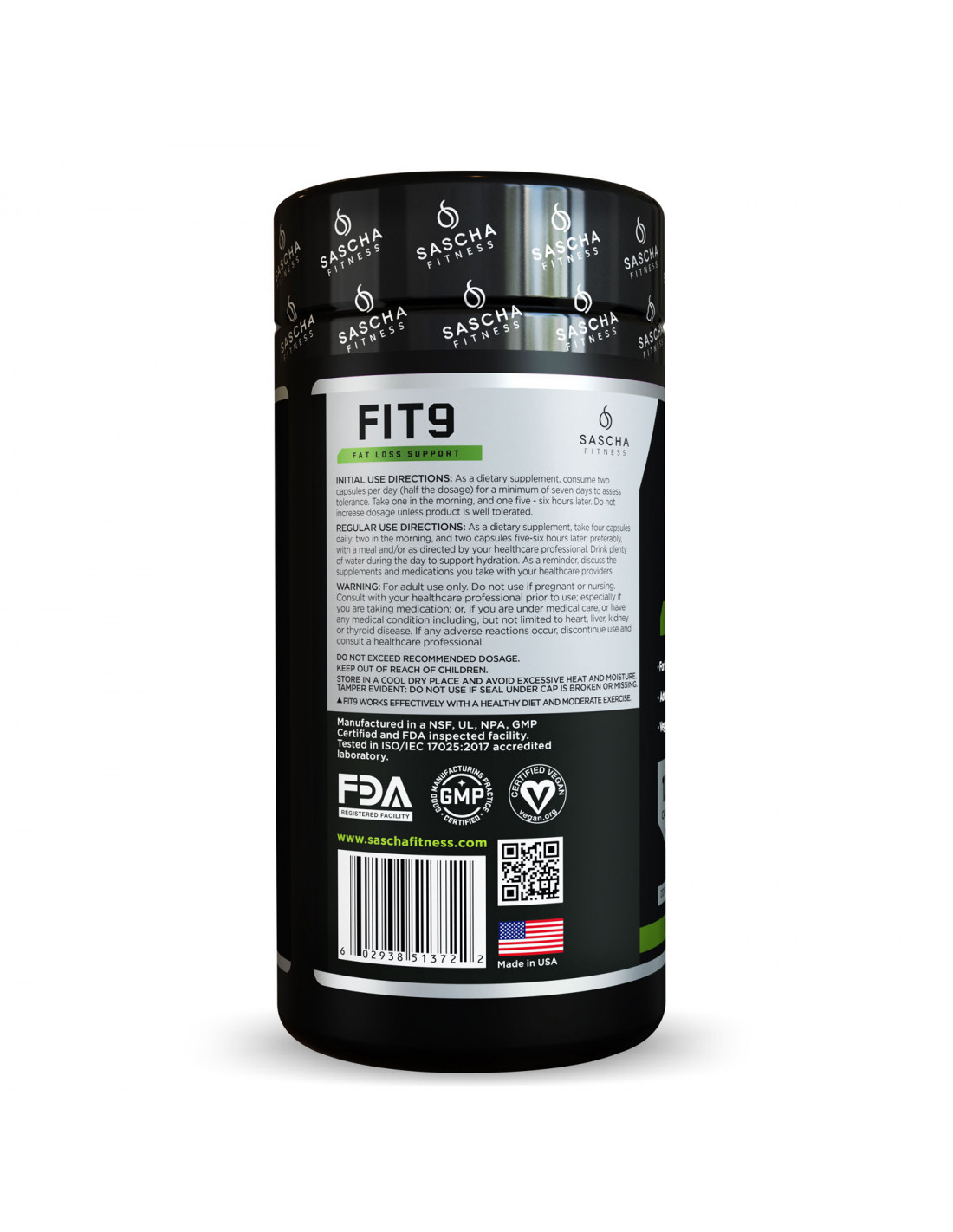 SUPLEMENTO SASCHA FITNESS FIT 9 120 CÁPSULAS - 3