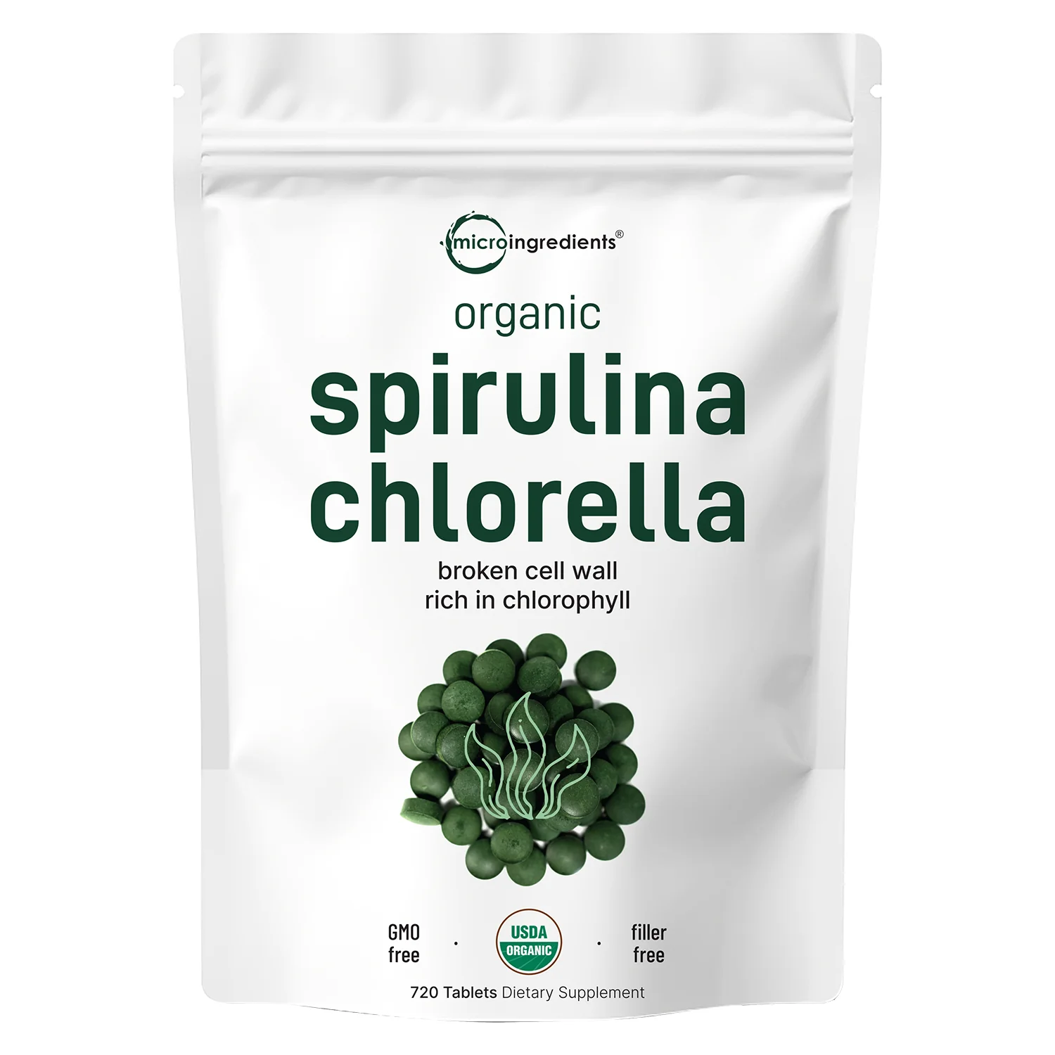 MICROINGREDIENTS ESPIRULINA AND CHLORELLA ORGANIC 3000MG. 720 TABLETAS - 1