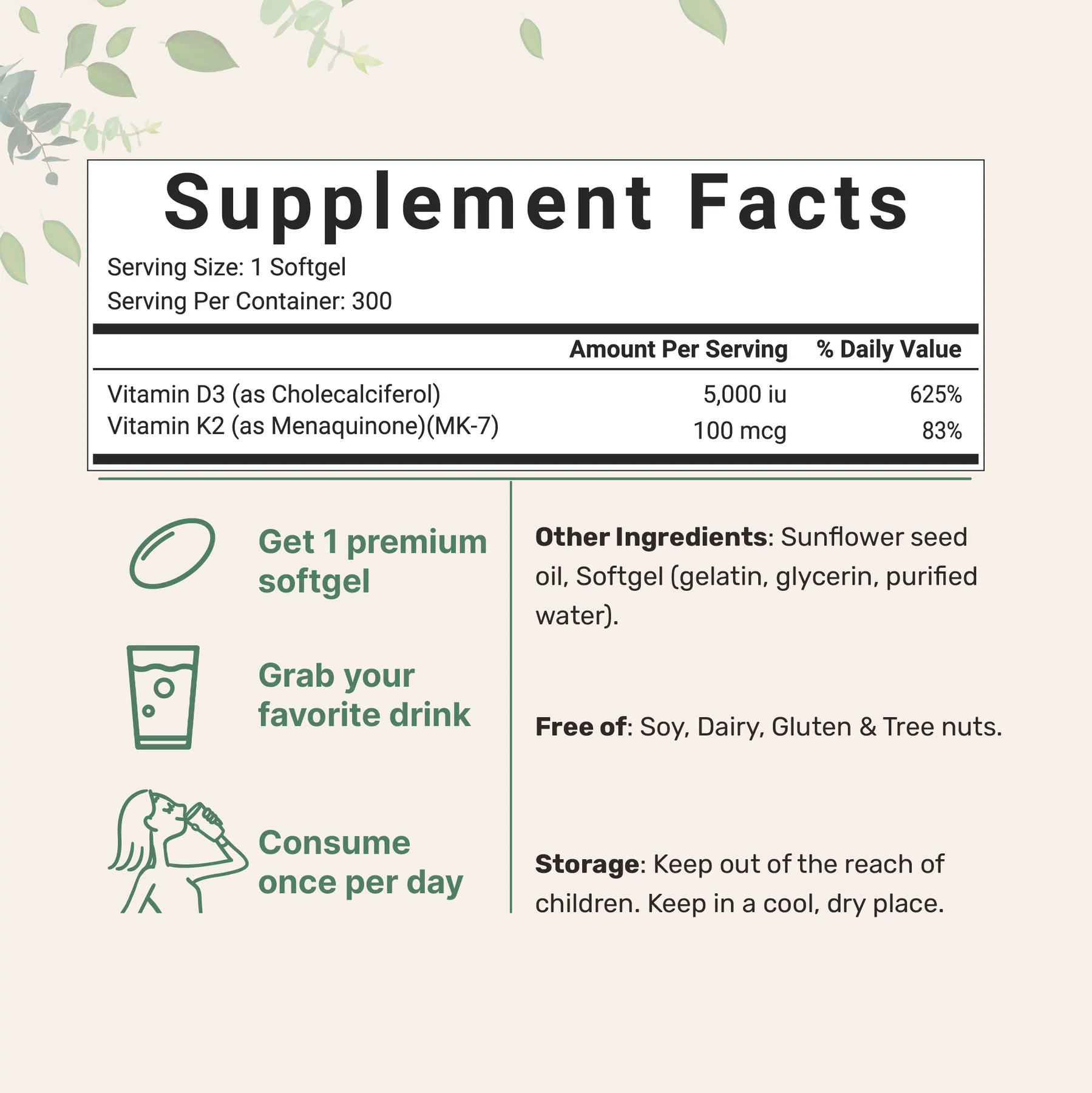 VITAMINA D3+K2 MICROINGREDIENTS 300 CÁPSULAS BLANDAS - 2