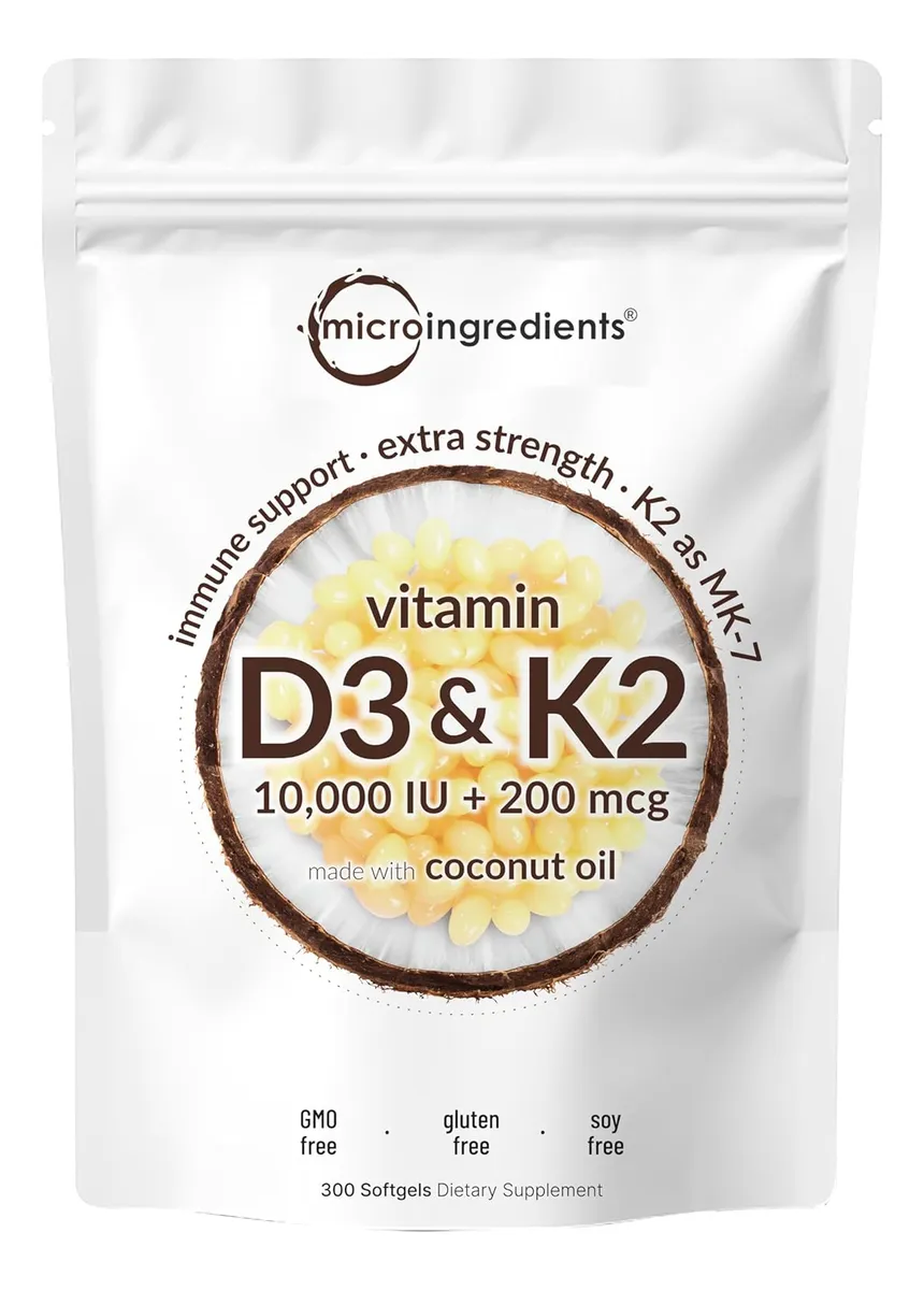 MICROINGREDIENTES VITAMIN D3+ K2 10000UI + 200MCG 300 CAPSULAS - 1
